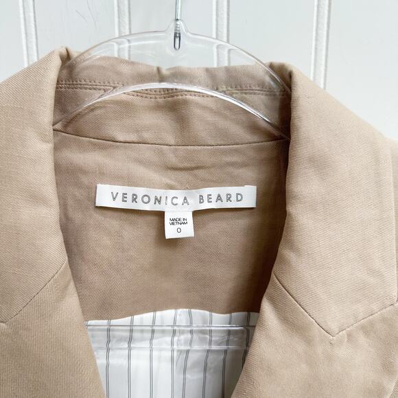 Veronica Beard Anouka Linen Blend Vest Sleeveless Khaki Tan Beige Blazer Size 0 - Picture 4 of 7